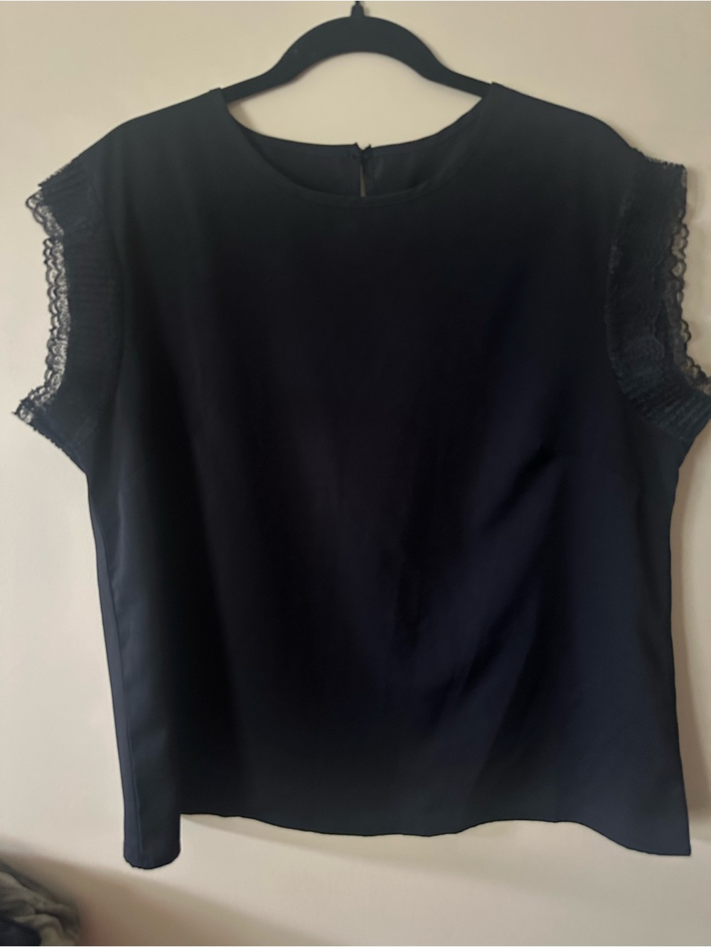❗️3/15 Sale❗️SHEIN Black Lace Sleeve Cap-Sleeve Blouse
